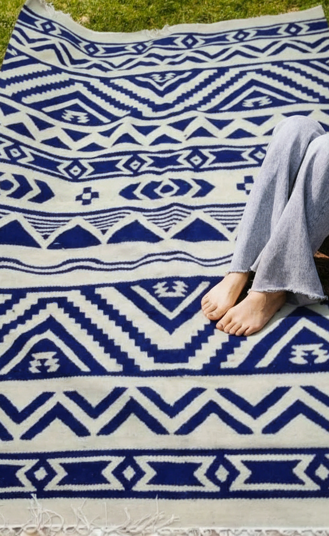 Indigo Oasis Kilim Rug
